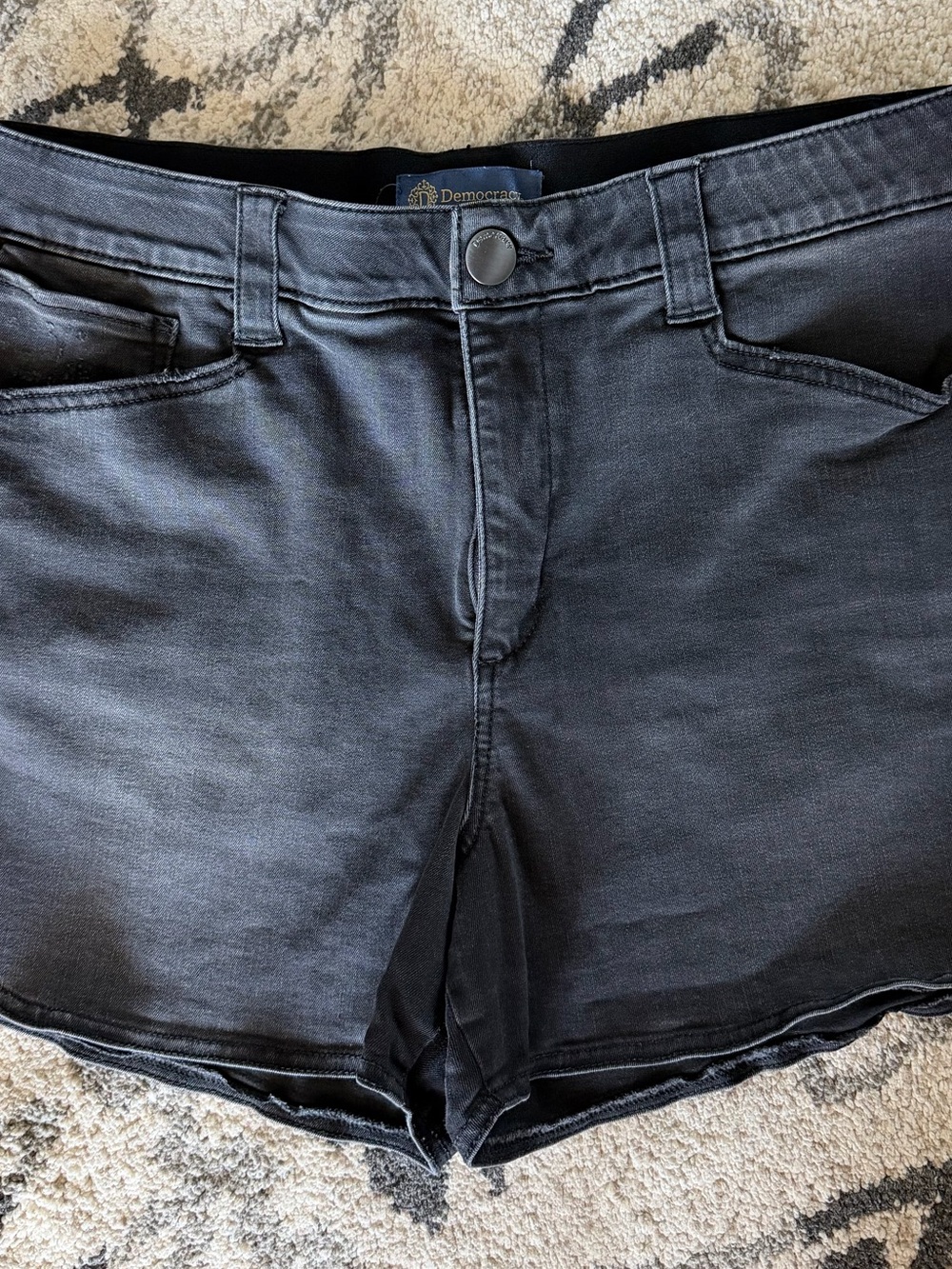 Democracy Black Denim Jean Shorts - Sz. 12 - Dolphin Hem
